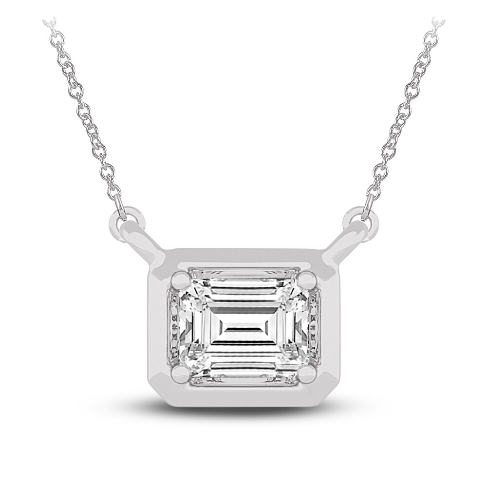 Diamond Pendant Necklace 3/8 ct tw Emerald 14K White Gold 18" (SI2,I) rTjKvTlS
