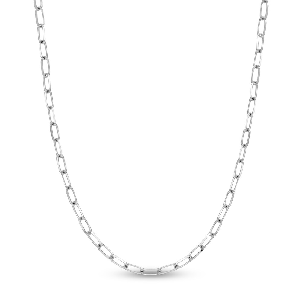 Paper Clip Chain Necklace 14K White Gold 18" rds2Doij