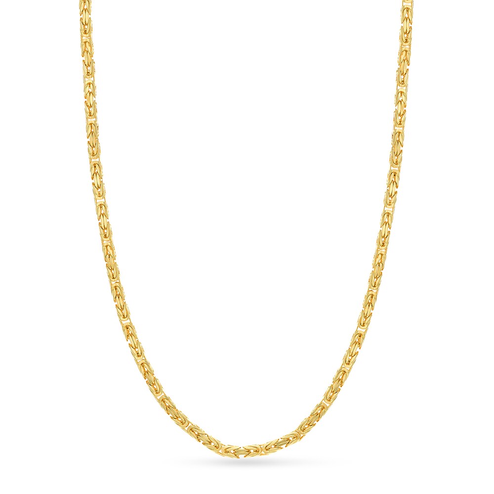 Beveled Byzantine Chain Necklace 14K Yellow Gold 24" rlX5fwcp