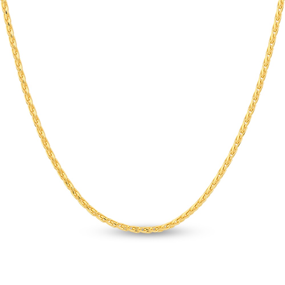 Diamond-Cut Round Wheat Chain Necklace 14K Yellow Gold 20" rzw0xLJ6