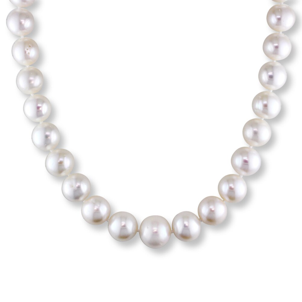 Cultured Pearl Necklace 1/20 ct tw Diamonds 14K White Gold s4mak3cf