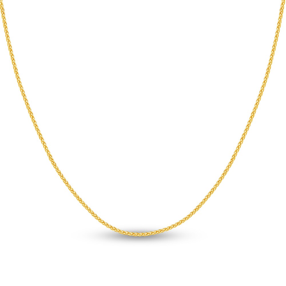 Round Wheat Chain Necklace 14K Yellow Gold 16" sBv0djx9