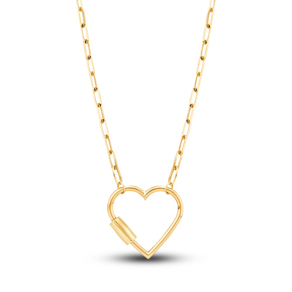 Italia D'Oro Paperclip Heart Necklace 14K Yellow Gold 16" sFWuyo4F