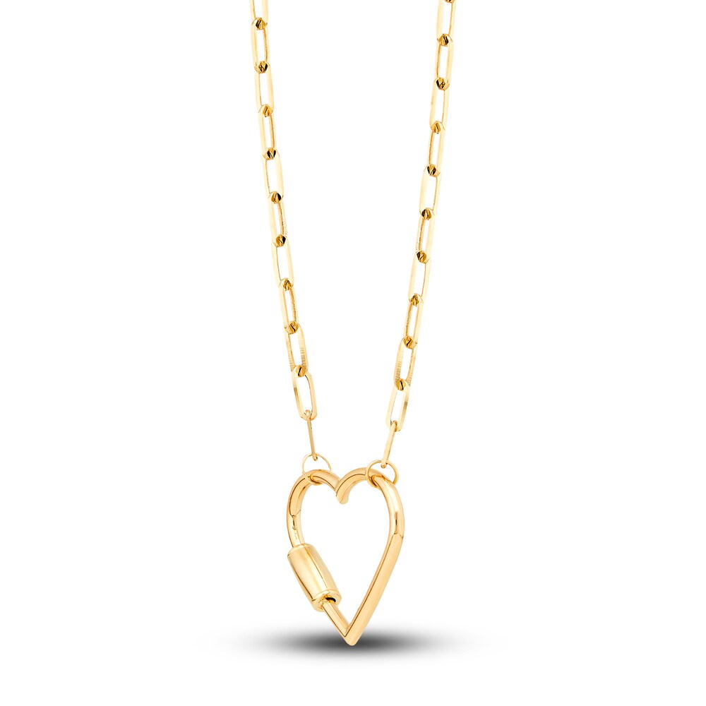 Italia D\'Oro Paperclip Heart Necklace 14K Yellow Gold 16\" sFWuyo4F