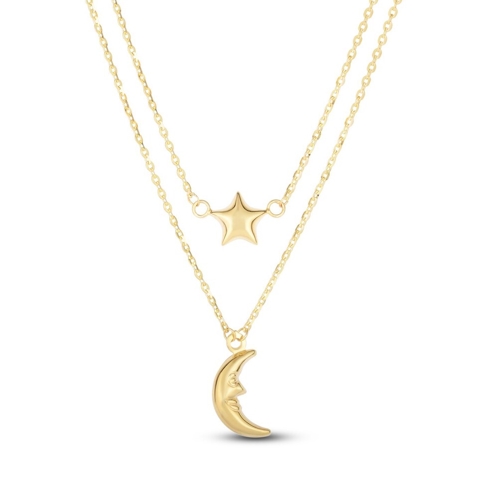 Graduated Star & Moon Necklace 14K Yellow Gold sKx1Pv5m