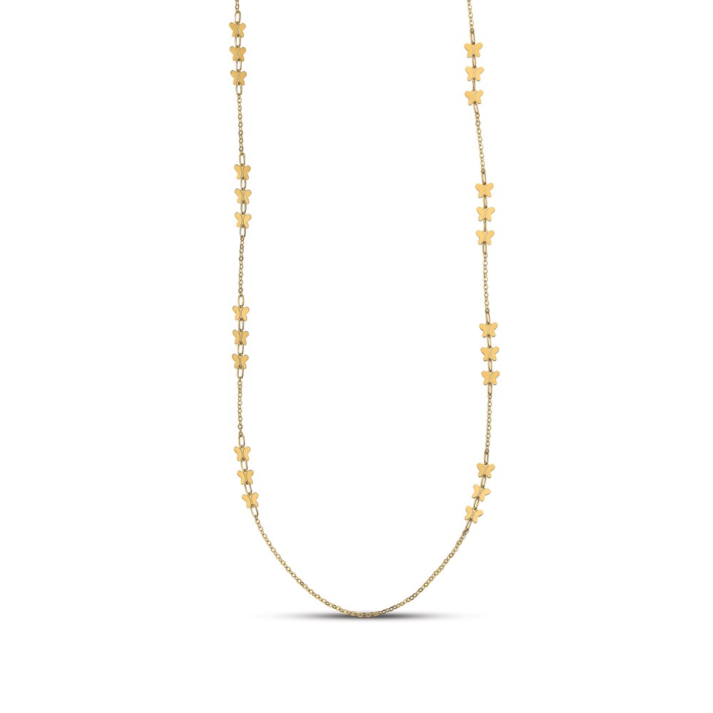 Polished Butterfly Necklace 14K Yellow Gold sU3UQBkq