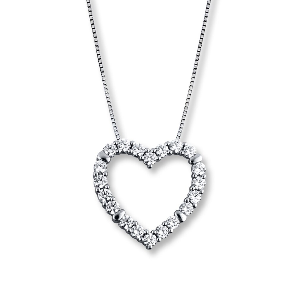 Diamond Heart Necklace 2 ct tw Round-cut 14K White Gold sjzRp7Tj