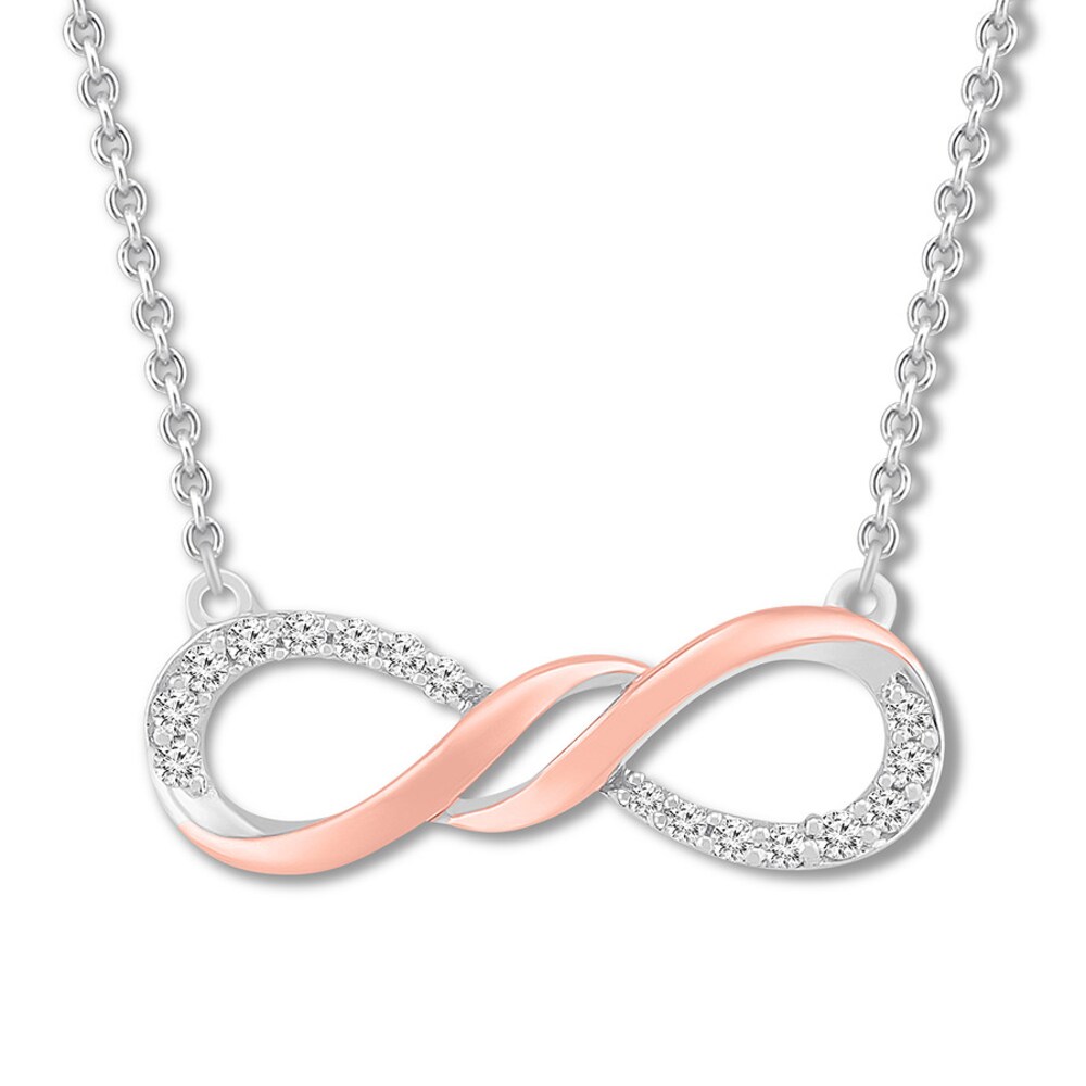 Diamond Infinity Necklace 1/10 ct. tw Sterling Silver/10K RoseGold snSfbGyw