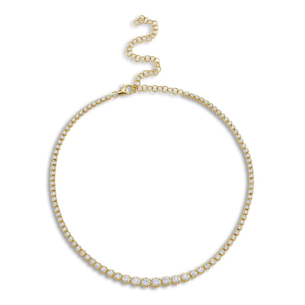 Shy Creation Diamond Tennis Necklace 6-1/2 ct tw Round 14K Yellow Gold 18" SC55022935V2 suXHoFlP