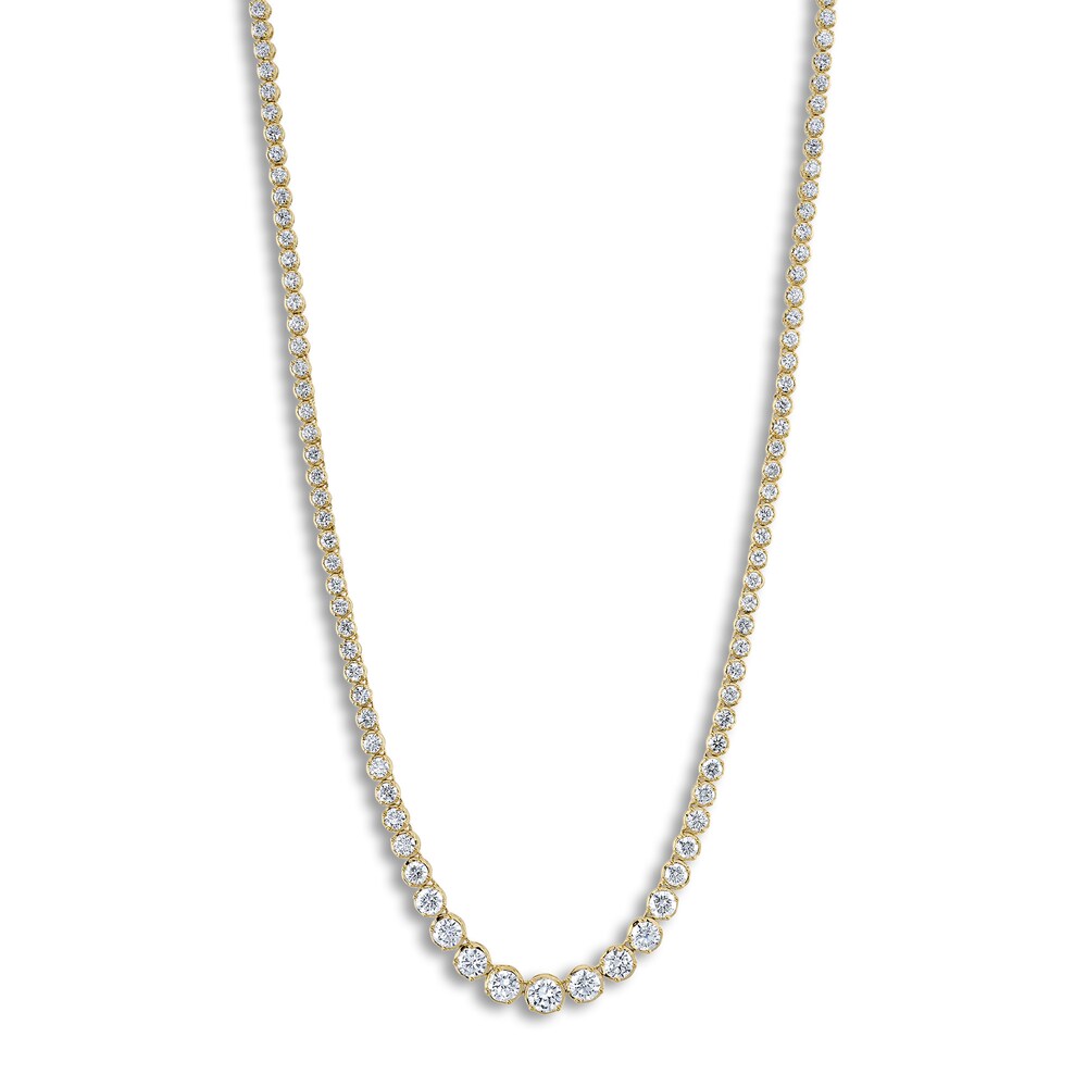 Shy Creation Diamond Tennis Necklace 6-1/2 ct tw Round 14K Yellow Gold 18\" SC55022935V2 suXHoFlP