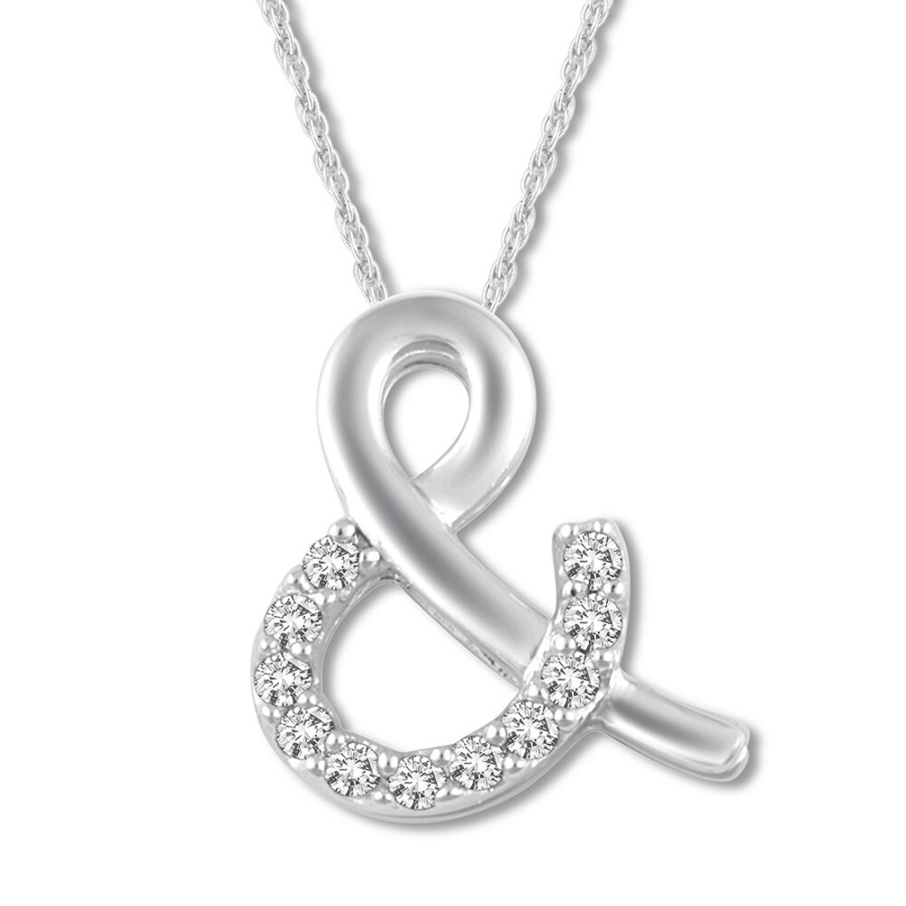 Diamond Ampersand Necklace 1/20 ct tw Round-cut 14K White Gold swkxjyR8