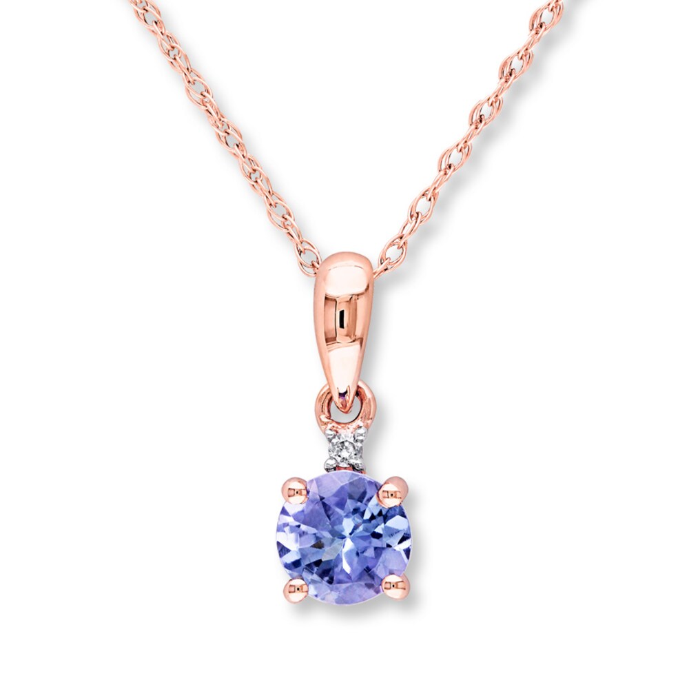 Tanzanite Necklace Diamond Accent 10K Rose Gold t13e6OH9