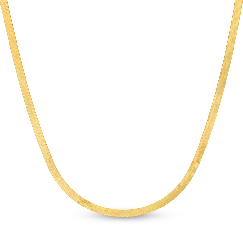 Herringbone Chain Necklace 14K Yellow Gold 24\" t8RK1FZQ