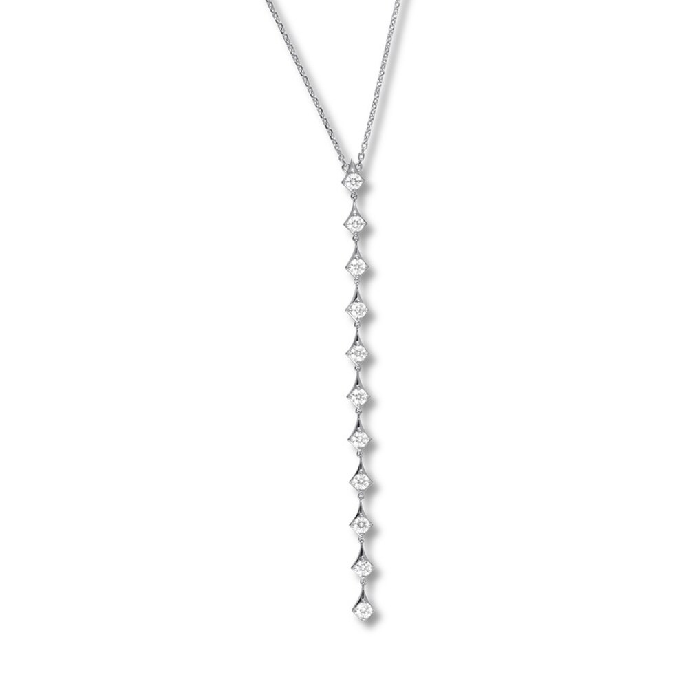 Diamond Drop Necklace 1-5/8 carat tw 14K White Gold t9xsy5ij