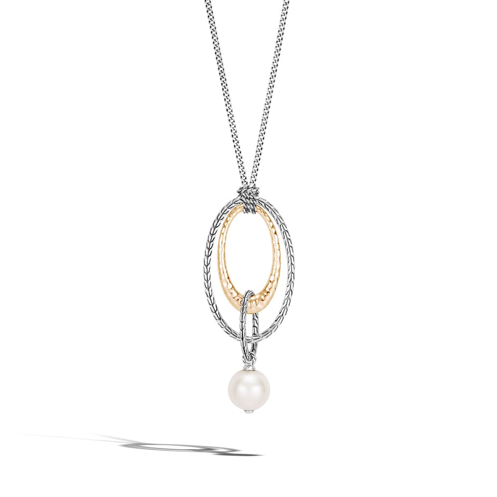 John Hardy Classic Chain Palu Freshwater Cultured Pearl Pendant Necklace Sterling Silver tBFYYwKN
