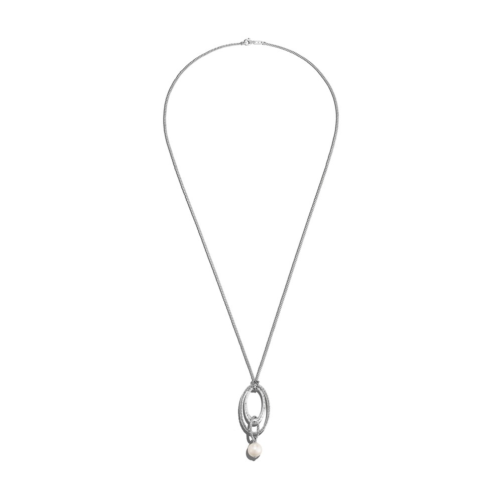 John Hardy Classic Chain Palu Freshwater Cultured Pearl Pendant Necklace Sterling Silver tBFYYwKN