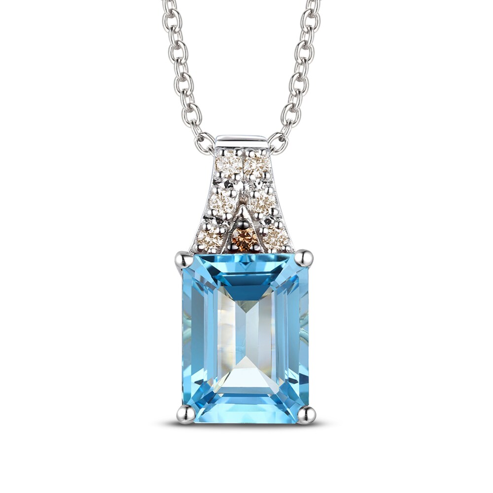 Le Vian Natural Blue Topaz Necklace 1/20 ct tw Diamonds 14K Vanilla Gold tCvrJpRn