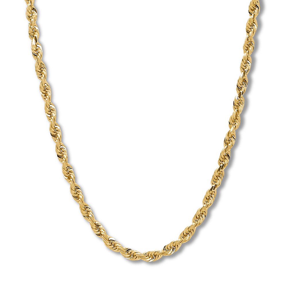 Glitter Rope Chain Necklace 10K Yellow Gold 24" Length tDJvsXaU