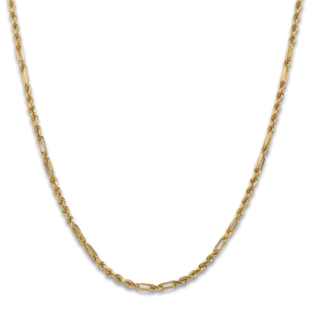 Diamond-Cut Rope Chain Necklace 14K Yellow Gold 24\" 3.0mm tDaDJ92X