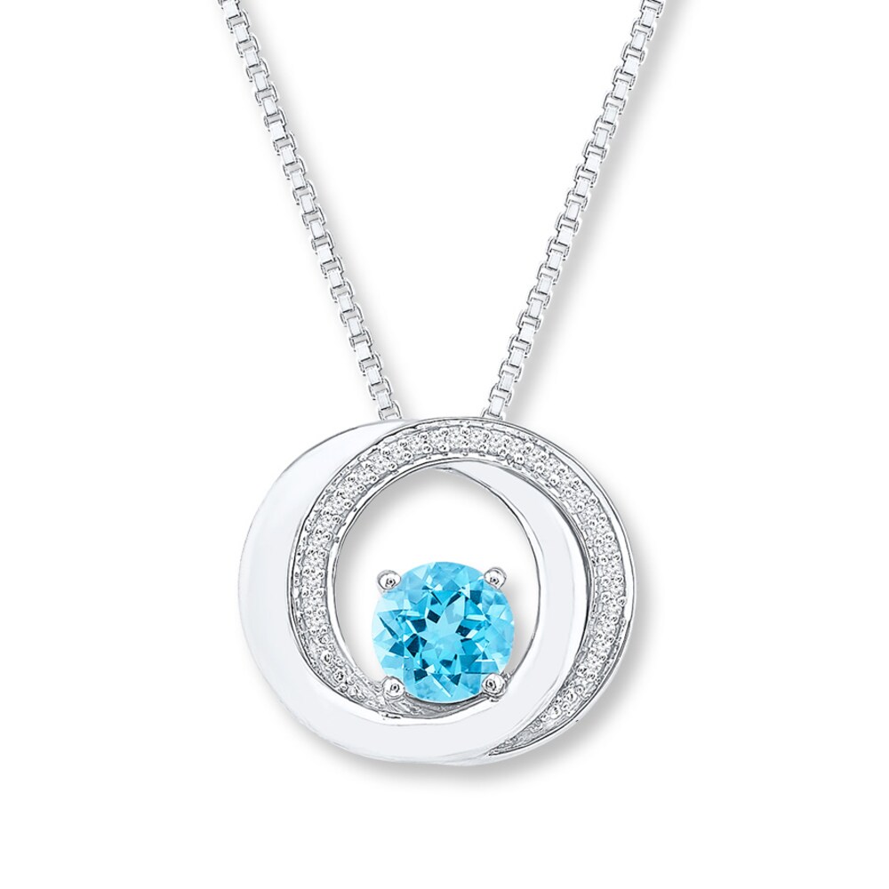 Blue Topaz Necklace 1/15 ct tw Diamonds Sterling Silver tEPg3zOr