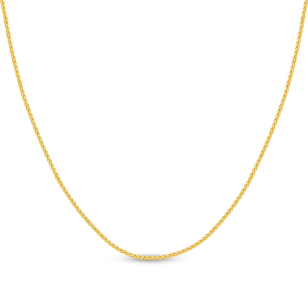 Round Wheat Chain Necklace 14K Yellow Gold 16\" tG7HMxKy