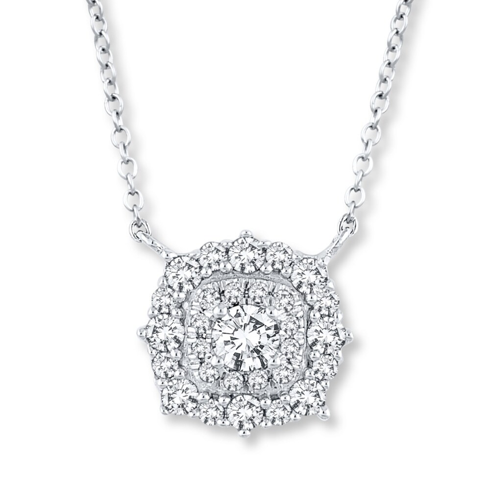 Diamond Necklace 1/2 ct tw Round-cut 10K White Gold tLP4nFAD