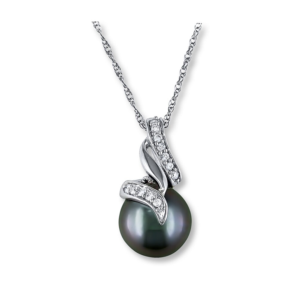 Tahitian Cultured Pearl Necklace Diamond Accents 10K White Gold tN2EsUv9