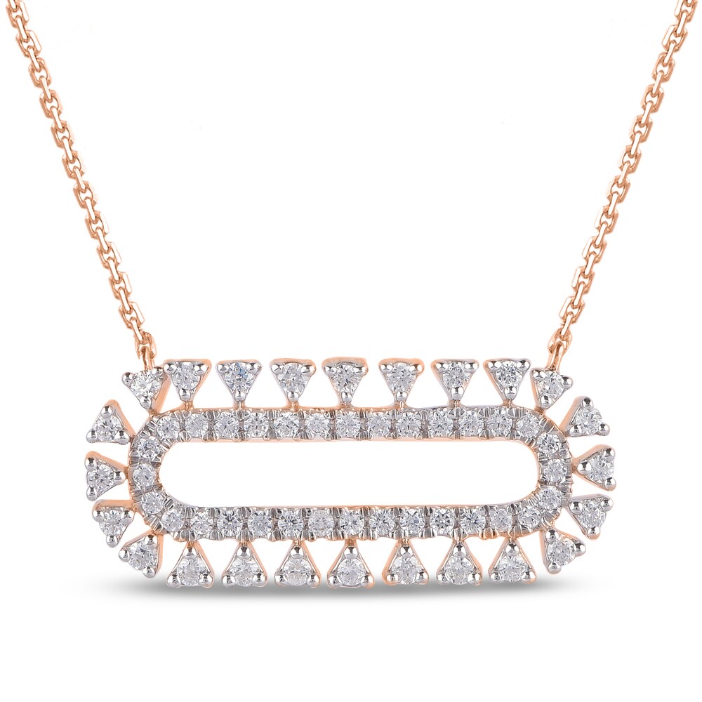 Diamond Necklace 1/2 ct tw Round 14K Rose Gold 18" tNDki6mX