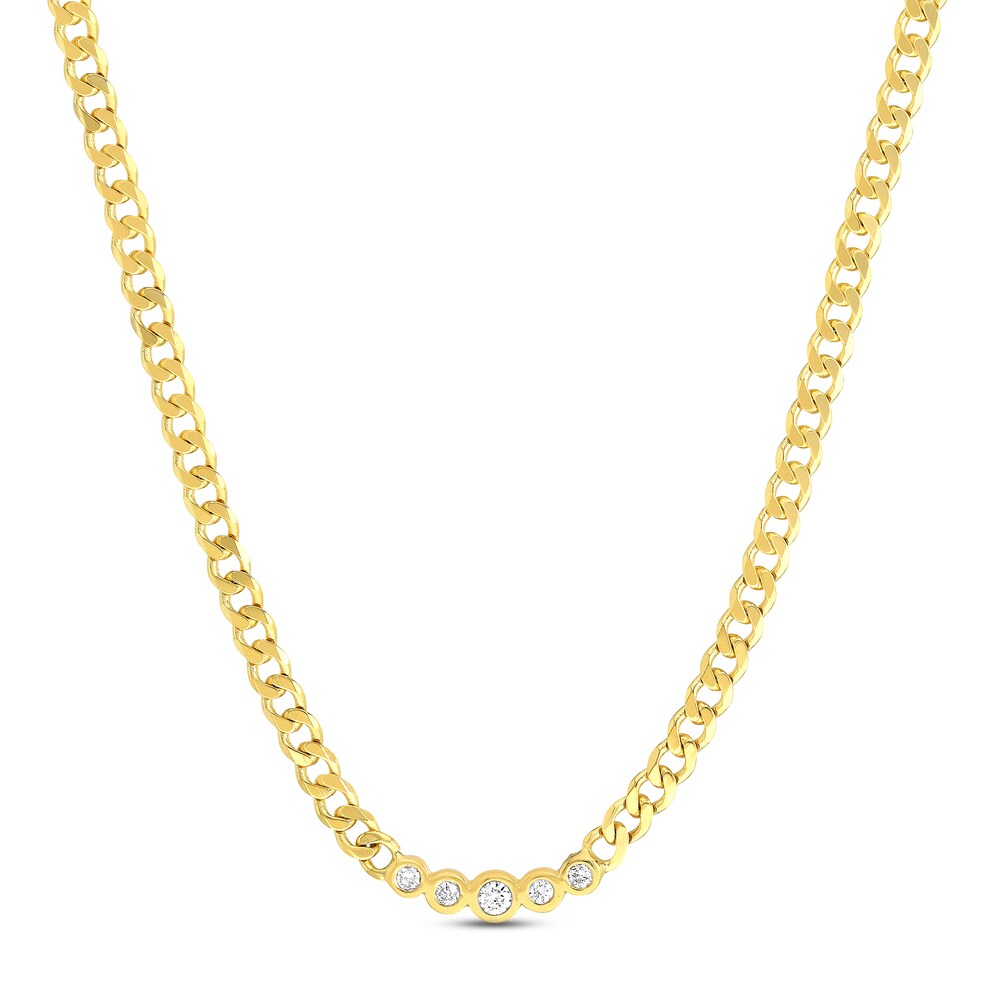 Diamond Necklace 1/10 ct tw Round 14K Yellow Gold 18\" taXdHPaX