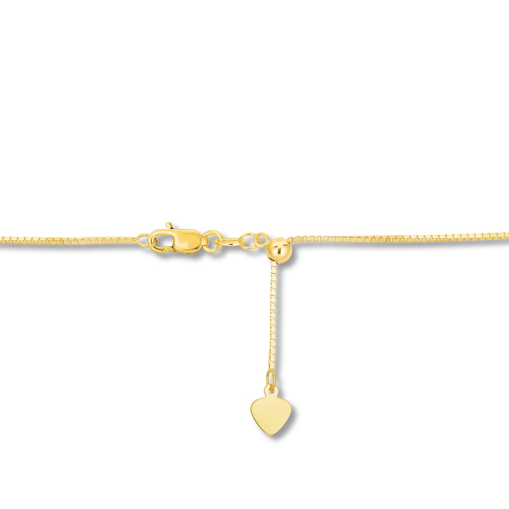 Box Chain Necklace 14K Yellow Gold 20\" Adjustable talXYQiq