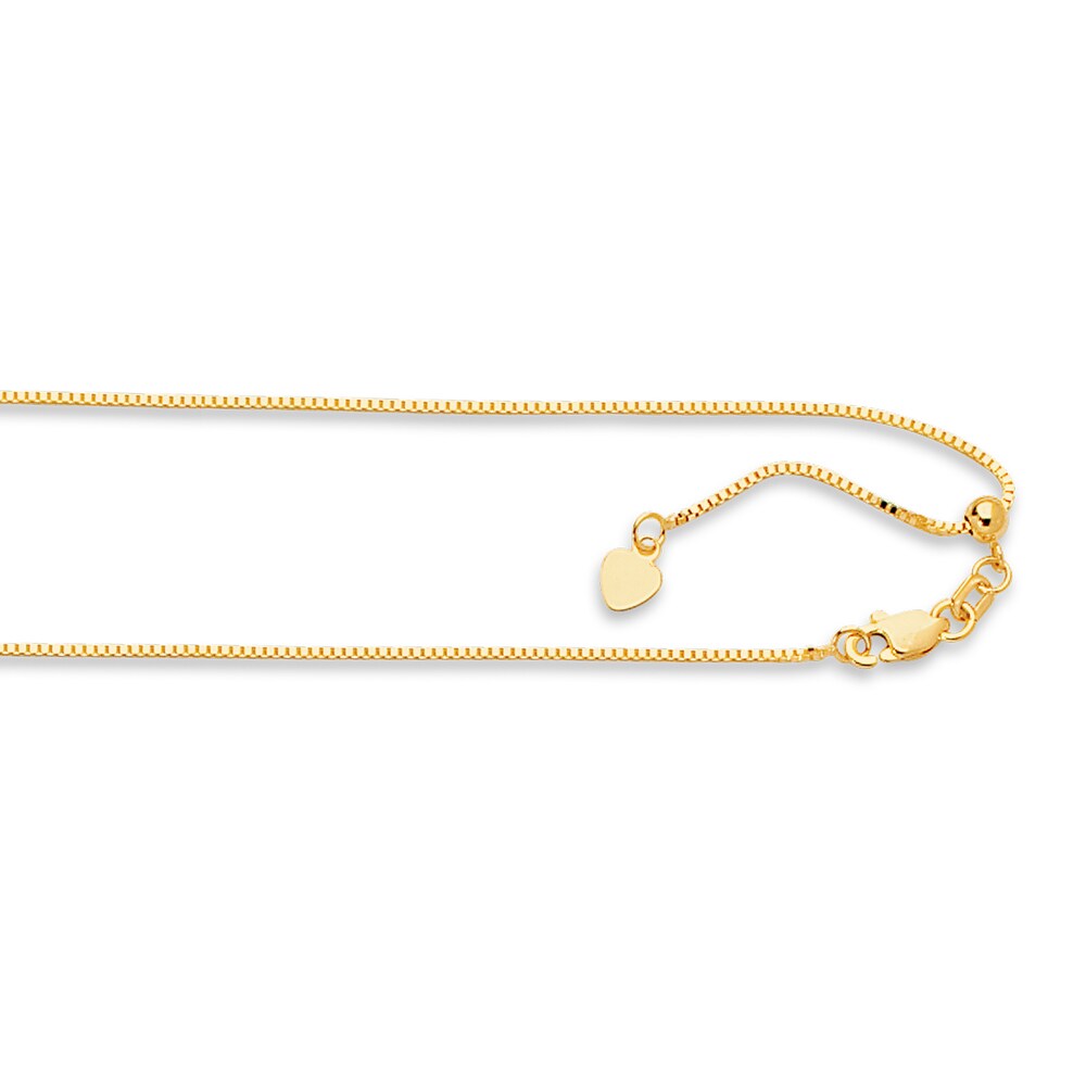 Box Chain Necklace 14K Yellow Gold 20\" Adjustable talXYQiq