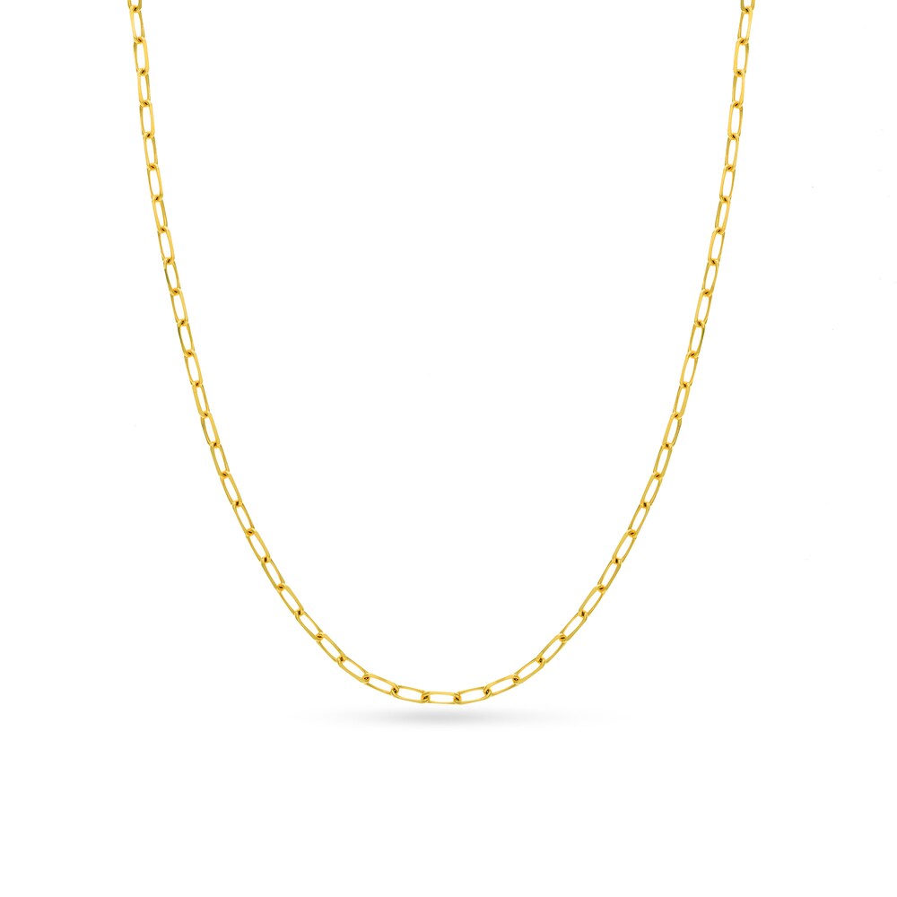Paper Clip Chain Necklace 14K Yellow Gold 18\" tlYleRb5