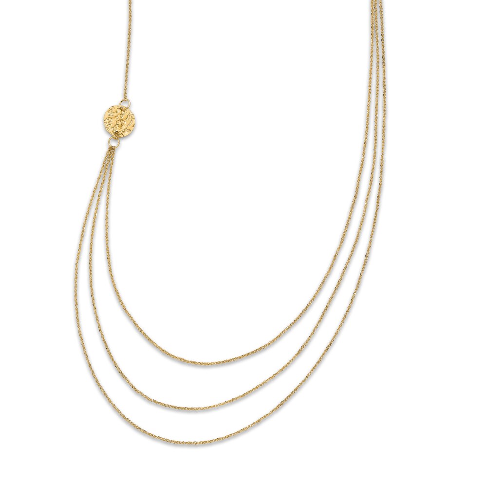 3-Layer Rope Chain Necklace 14K Yellow Gold 16" tm2GA2NL