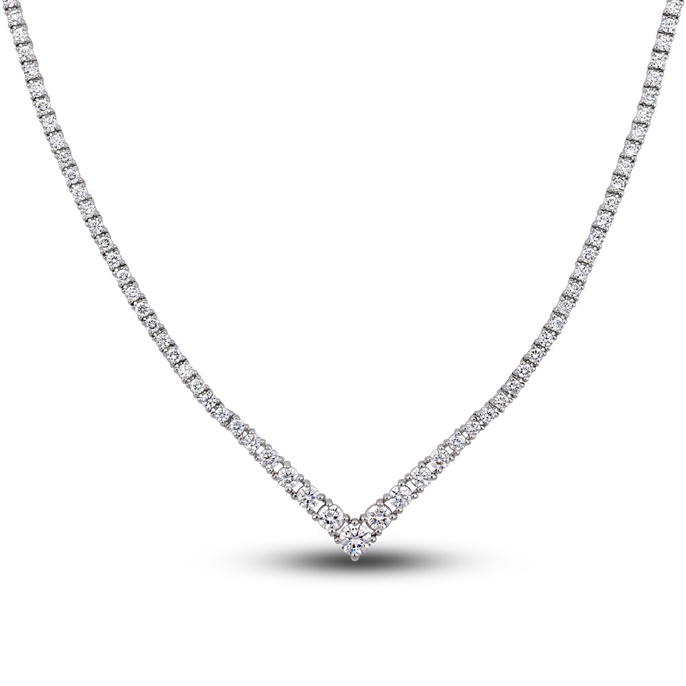 Diamond Tennis Necklace 3-7/8 ct tw Round 18K White Gold 17" tmXDsvHC