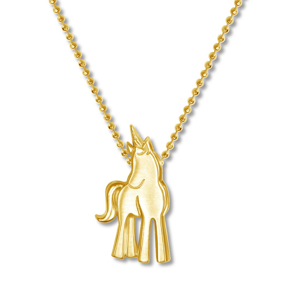 Alex Woo Princess Unicorn Necklace 14K Yellow Gold tp6a4Xvs