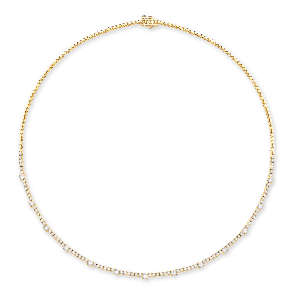 Diamond Tennis Necklace 4 ct tw Round 14K Yellow Gold tqS8P1aq