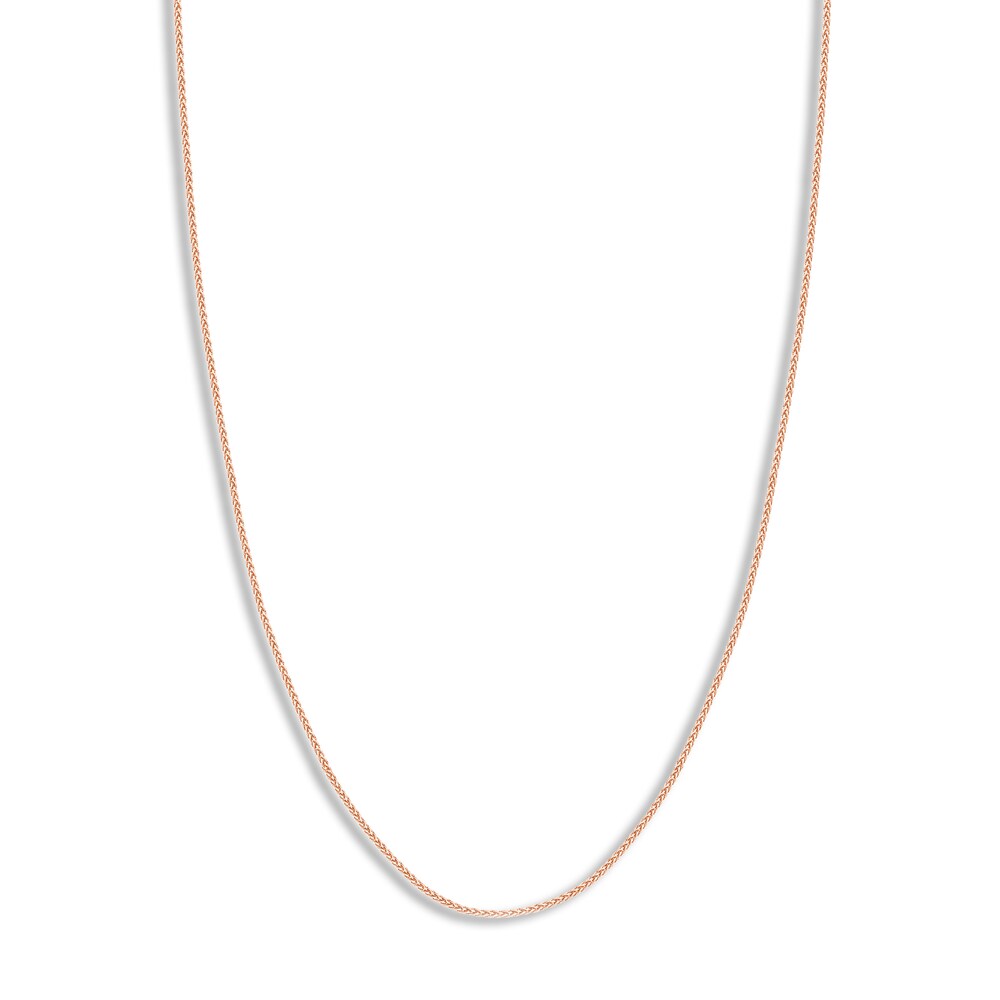 Round Wheat Chain Necklace 14K Rose Gold 18" ts3uUrtv