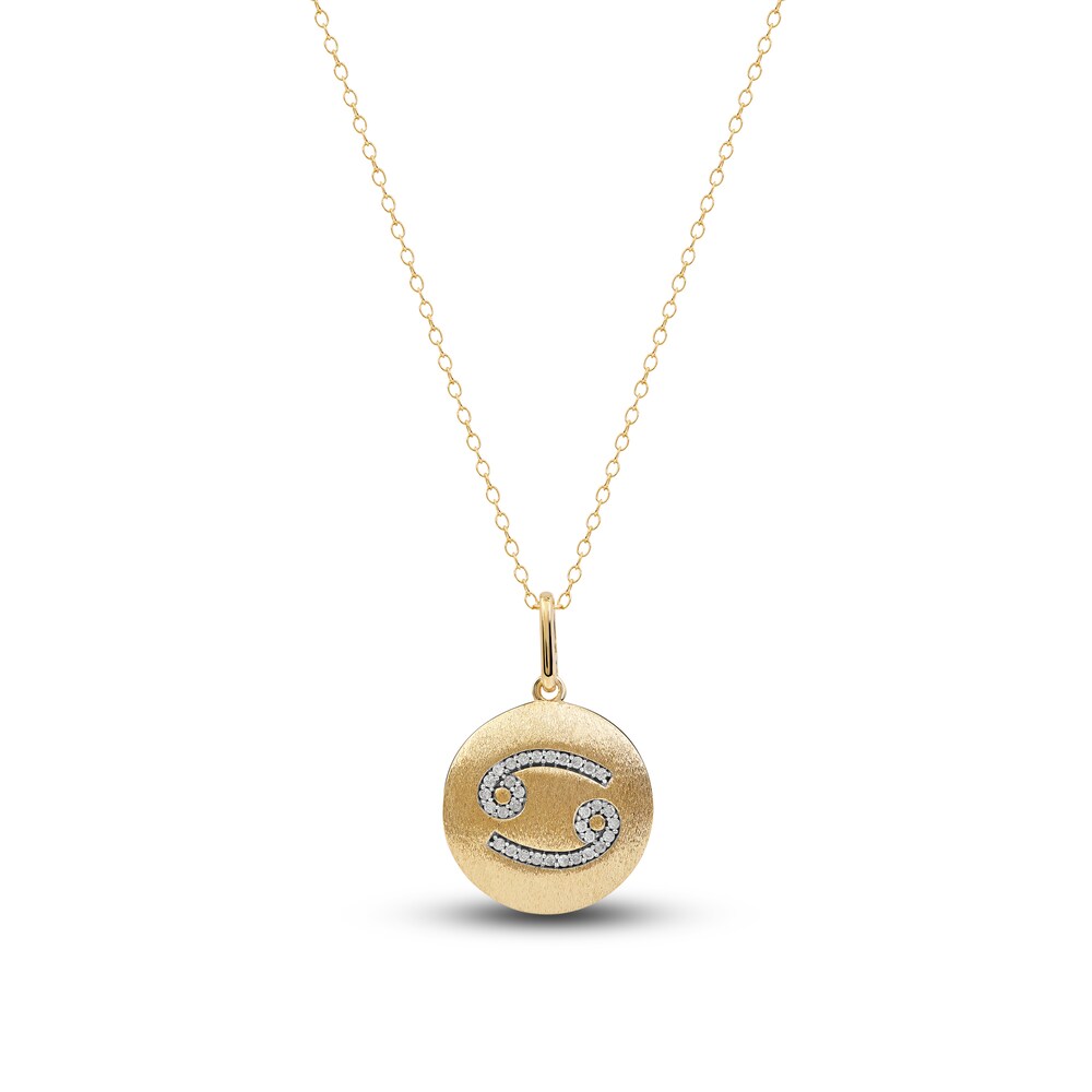 Diamond Cancer Zodiac Pendant Necklace 1/10 ct tw Round 14K Yellow Gold tvgG9Tvd