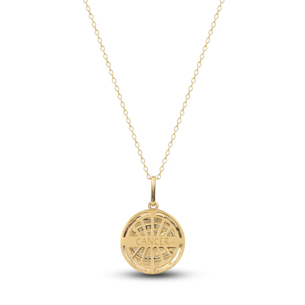 Diamond Cancer Zodiac Pendant Necklace 1/10 ct tw Round 14K Yellow Gold tvgG9Tvd