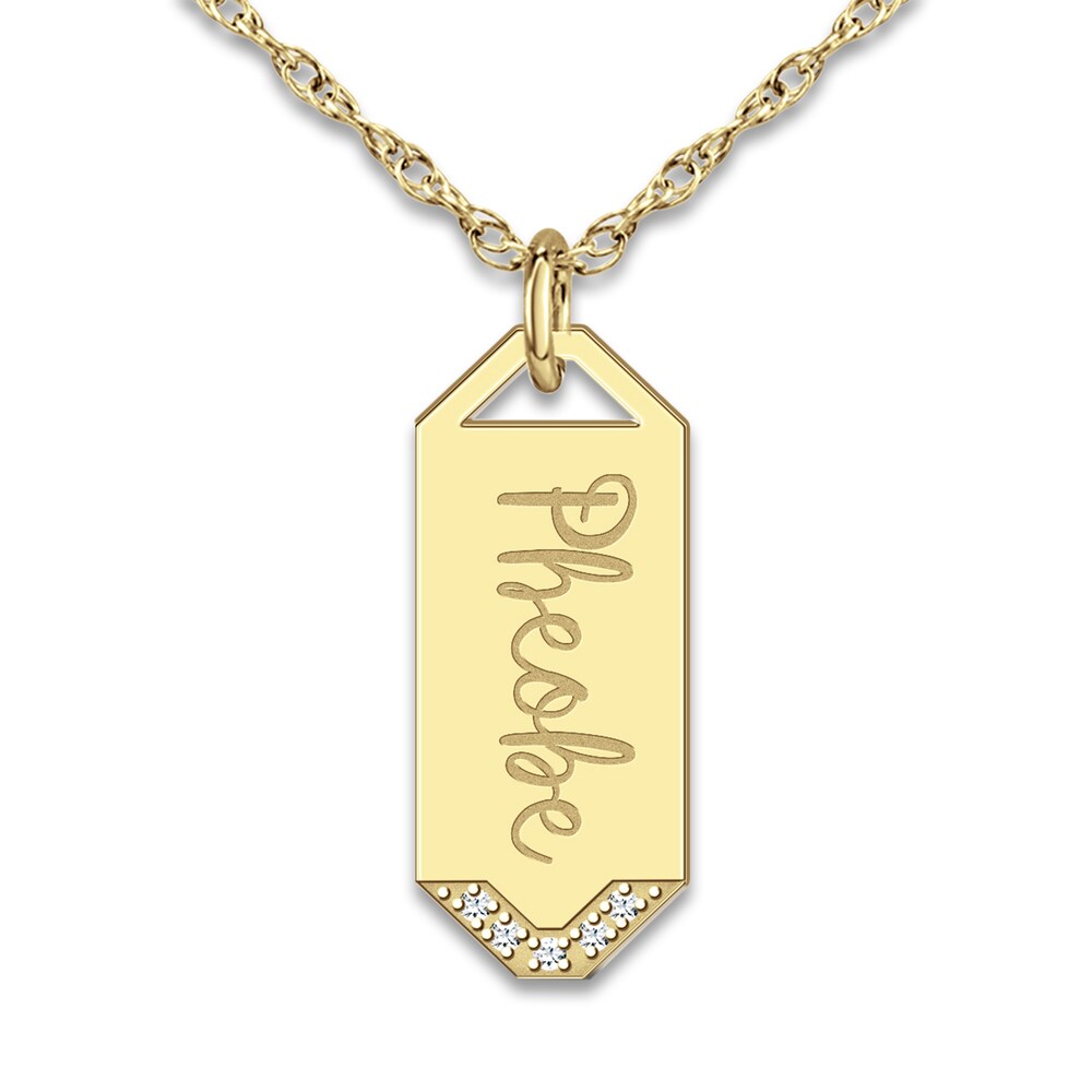 Initial Pendant Necklace Diamond Accents Yellow Gold-Plated Sterling Silver 18" twYzRI6D
