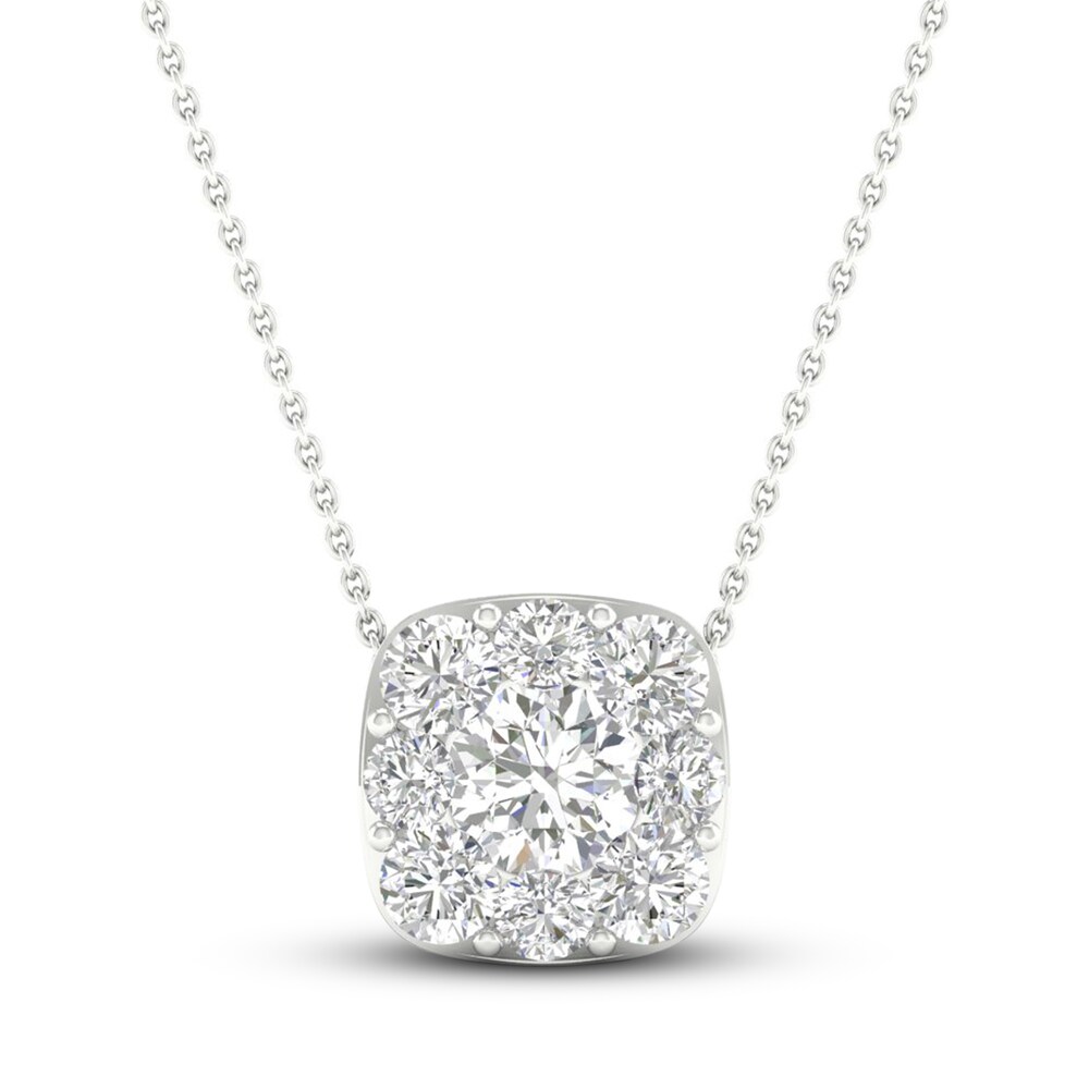 Lab-Created Diamond Necklace 7/8 ct tw Round 14K White Gold txD5VLBH