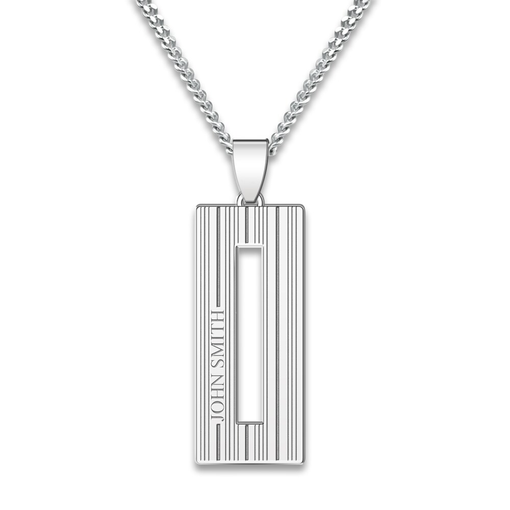Men's Engravable Pendant Necklace Sterling Silver 22" txObHznr