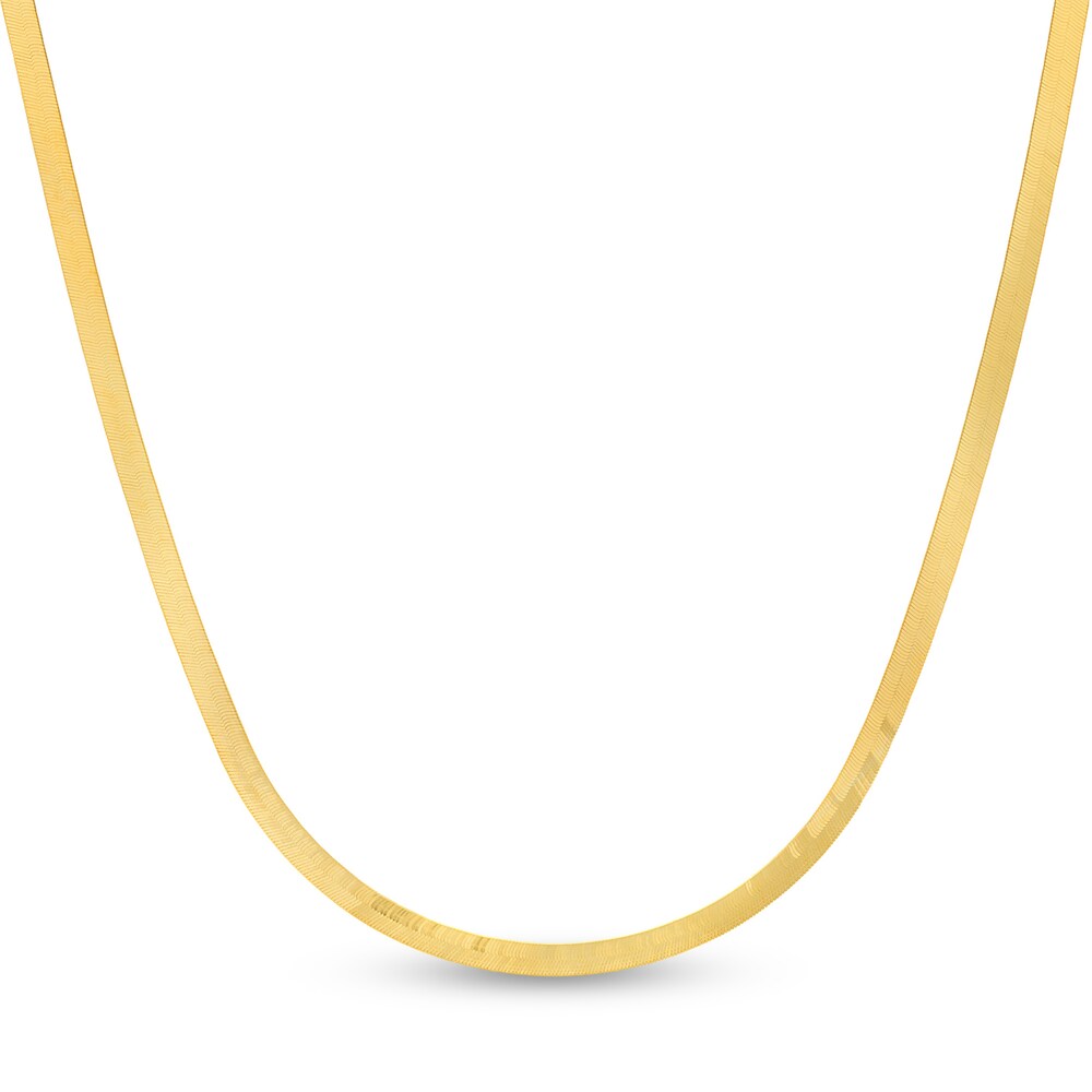 Herringbone Chain Necklace 14K Yellow Gold 18" tyxSSmpr