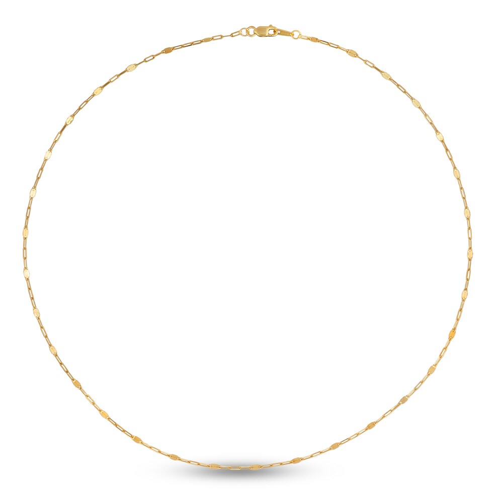 Paperclip Mirror Chain Necklace 14K Yellow Gold 18" u5yXb9CW