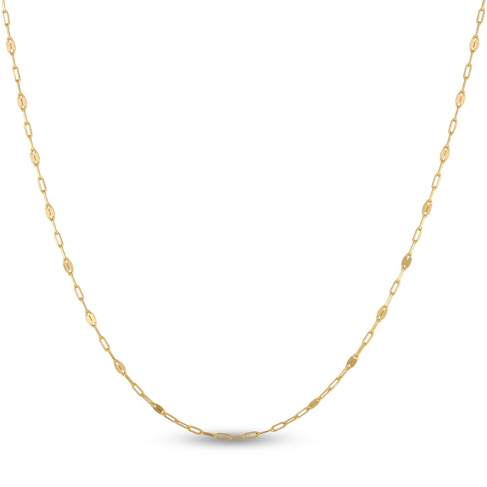 Paperclip Mirror Chain Necklace 14K Yellow Gold 18\" u5yXb9CW