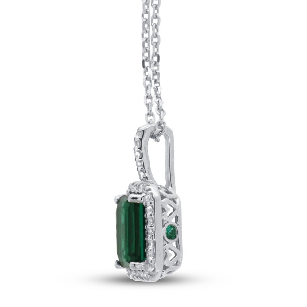 Lab-Created Emerald & White Topaz Necklace 10K White Gold uBOcnof4