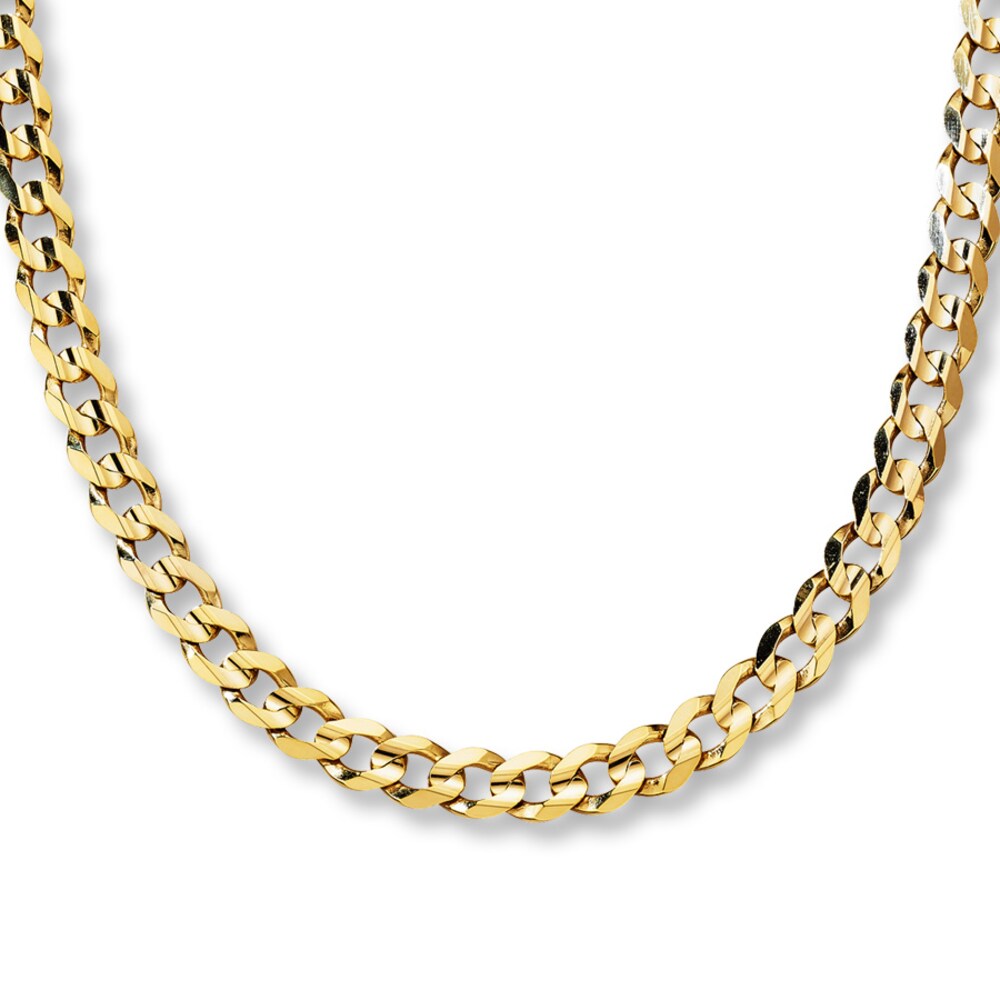 Concave Curb Link Necklace 10K Yellow Gold 22" Length uCEDFxri