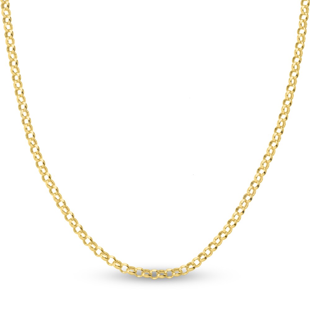 Hollow Rolo Chain Necklace 14K Yellow Gold 24" uE5VqoZE