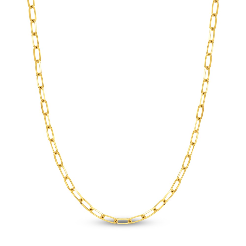 Paper Clip Chain Necklace 14K Yellow Gold 18" uEH8awcG