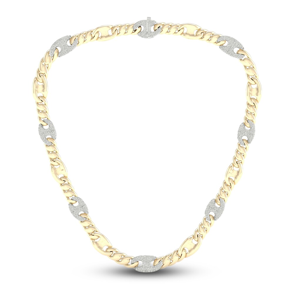 Men\'s Lab-Created Diamond Chain Necklace 8 ct tw Round 14K Yellow Gold uFSUevuX